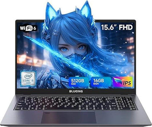 2025 Gaming Laptop,15.6" Full HD IPS Display, Inter Core I5-1240P (Up to 4.4Ghz), 16GB DDR4 512GB SSD, Win 11 Gaming Laptop, Fingerprint, Backlit KB, Wifi 6, BT5