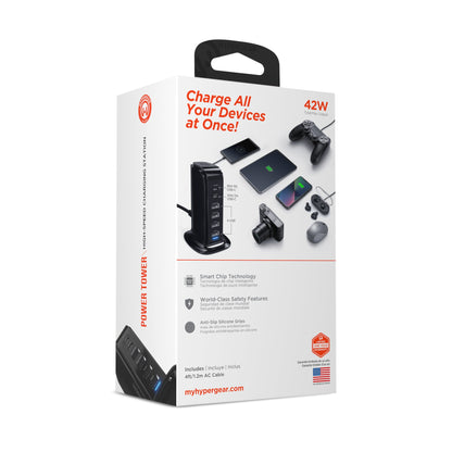 HyperGear Power Tower 42W 6 USB Charging Station