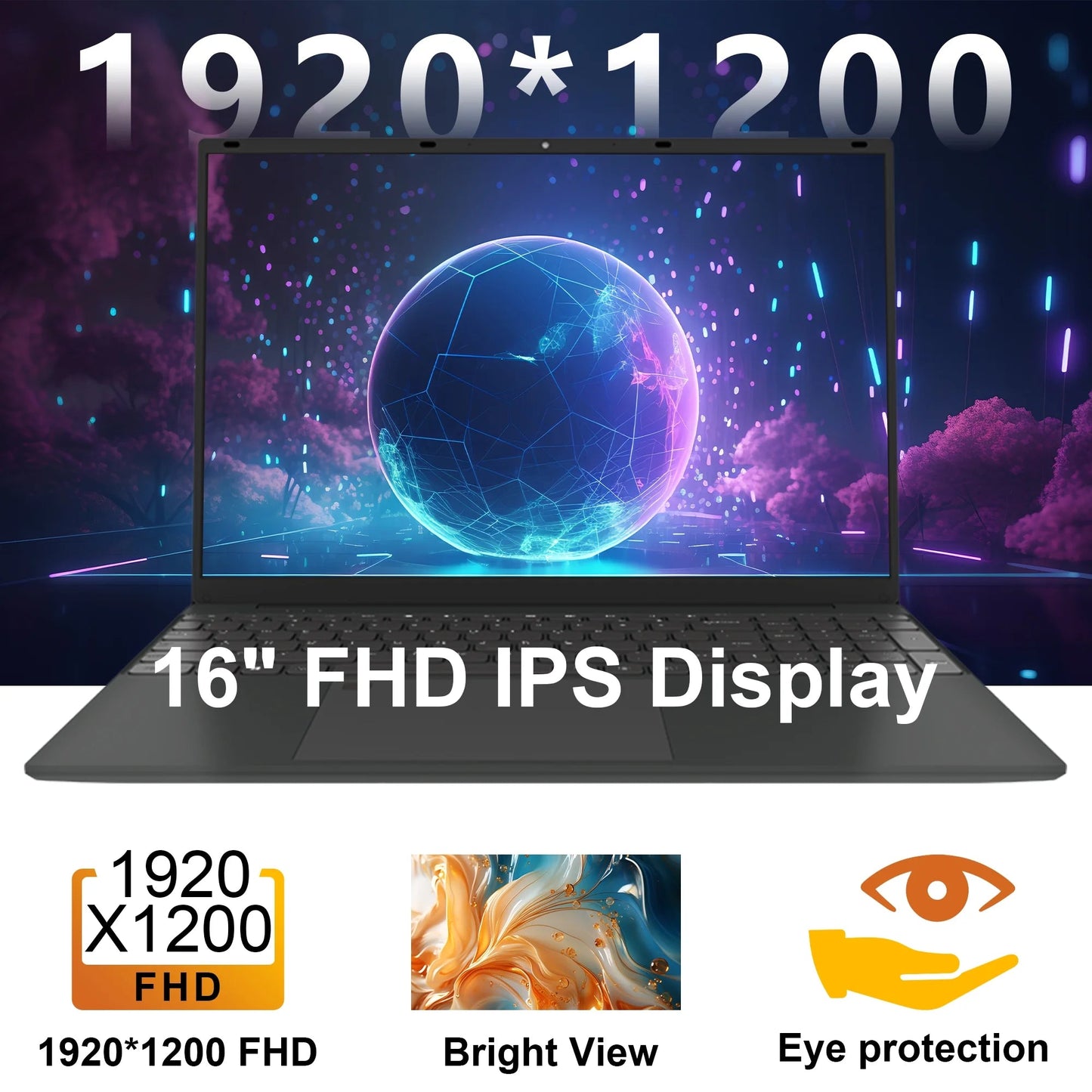 SANPTENT Laptop De 16 Pulgadas Con Windows 11 Pro, 16GB RAM, 512GB SSD Con Intel Alder Lake N95 De 4 Núcleos, Pantalla IPS FHD 1920X1200, Huella Digital, Teclado Retroiluminado, Ultradelgado Y Ligero
