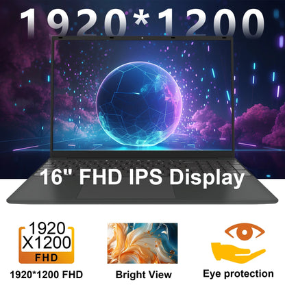 SANPTENT Laptop De 16 Pulgadas Con Windows 11 Pro, 16GB RAM, 512GB SSD Con Intel Alder Lake N95 De 4 Núcleos, Pantalla IPS FHD 1920X1200, Huella Digital, Teclado Retroiluminado, Ultradelgado Y Ligero
