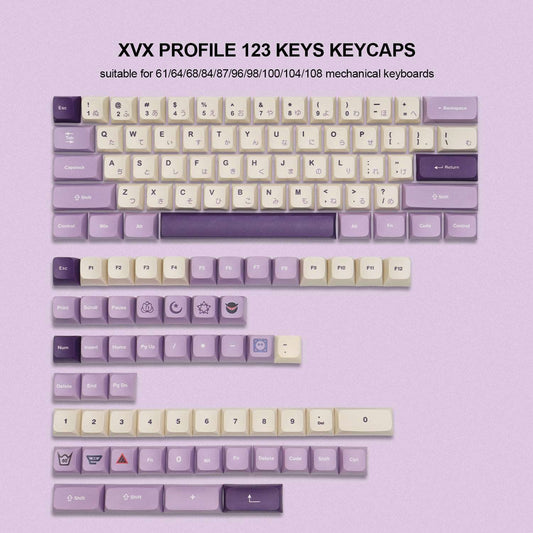 XVX Lavender Purple Dye-Sublimation XVX Profile 123-Key PBT Keycap Set