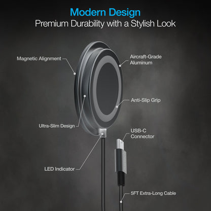 Naztech Alloy Magnetic 15W Wireless Fast Charger