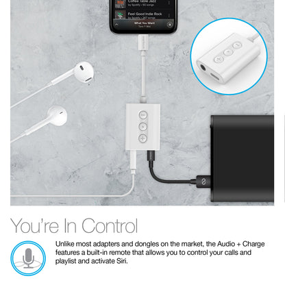 Naztech MFI Lightning to 3.5mm Audio + Charging Adapter