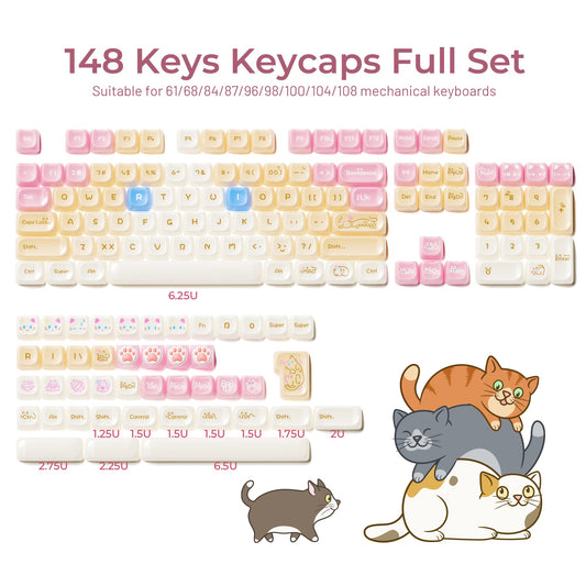 XVX House Cat Themed MAO Profile 149-Key Keycap Set