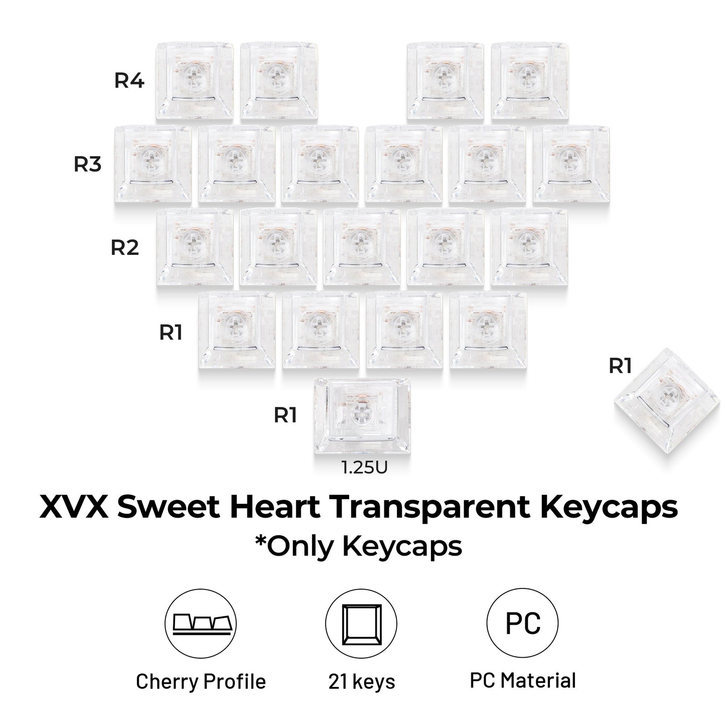 XVX Fizz 21-Key Heart Layout Cherry Profile Keycap Set