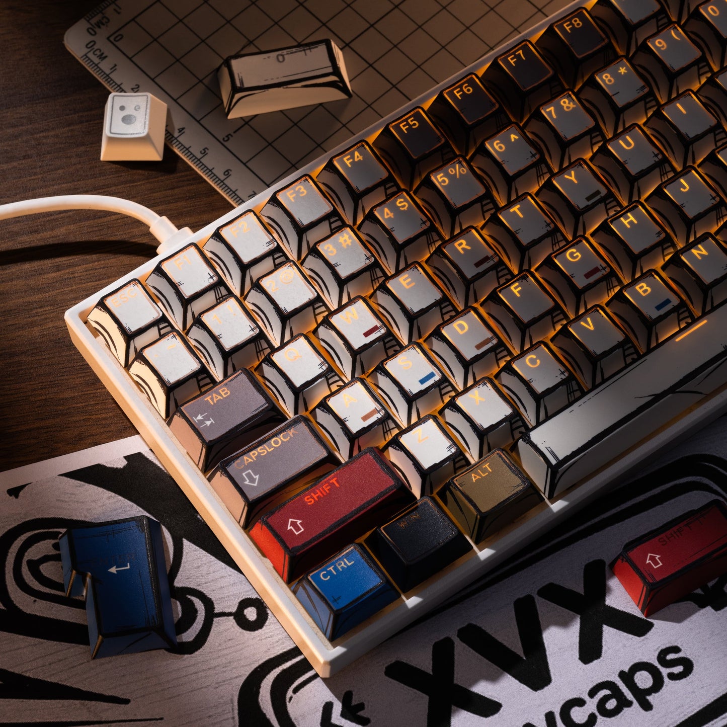 XVX PRISM Shine-Through Double-Shot Cherry Profile 142-key PBT Keycap Set