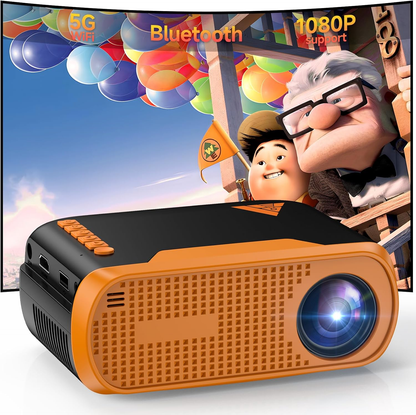 Mini Video Projector, Native 1080P Portable Movie Projector with Wifi Bluetooth, Compatible with Smart Phone, TV Stick, PS5, Laptop HDMI USB for Home Theater Indoor Outdoor Movies