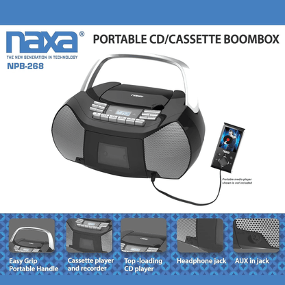 Naxa Portable CD & Cassette Boombox