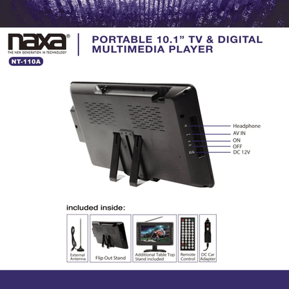 Naxa 10" Portable 12 Volt TV & Digital Multimedia Player