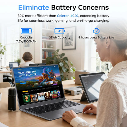 RNRUO 15.6" Windows 11 Laptop, 32GB RAM 512GB SSD, Intel Pentium Gold 6500Y up to 3.4Ghz with Office 2024 1920*1080 IPS FHD Display for Student, Home Office, Business, Dard Gray