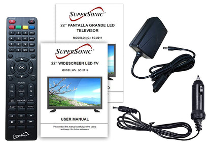 Supersonic 22" 12 Volt ACDC Widescreen LED HDTV with USB and HDMI (SC-2211)