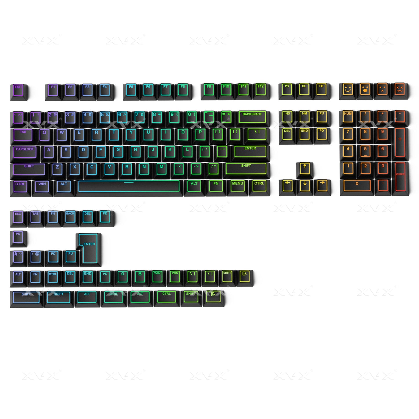 XVX PRISM Shine-Through Double-Shot Cherry Profile 142-key PBT Keycap Set