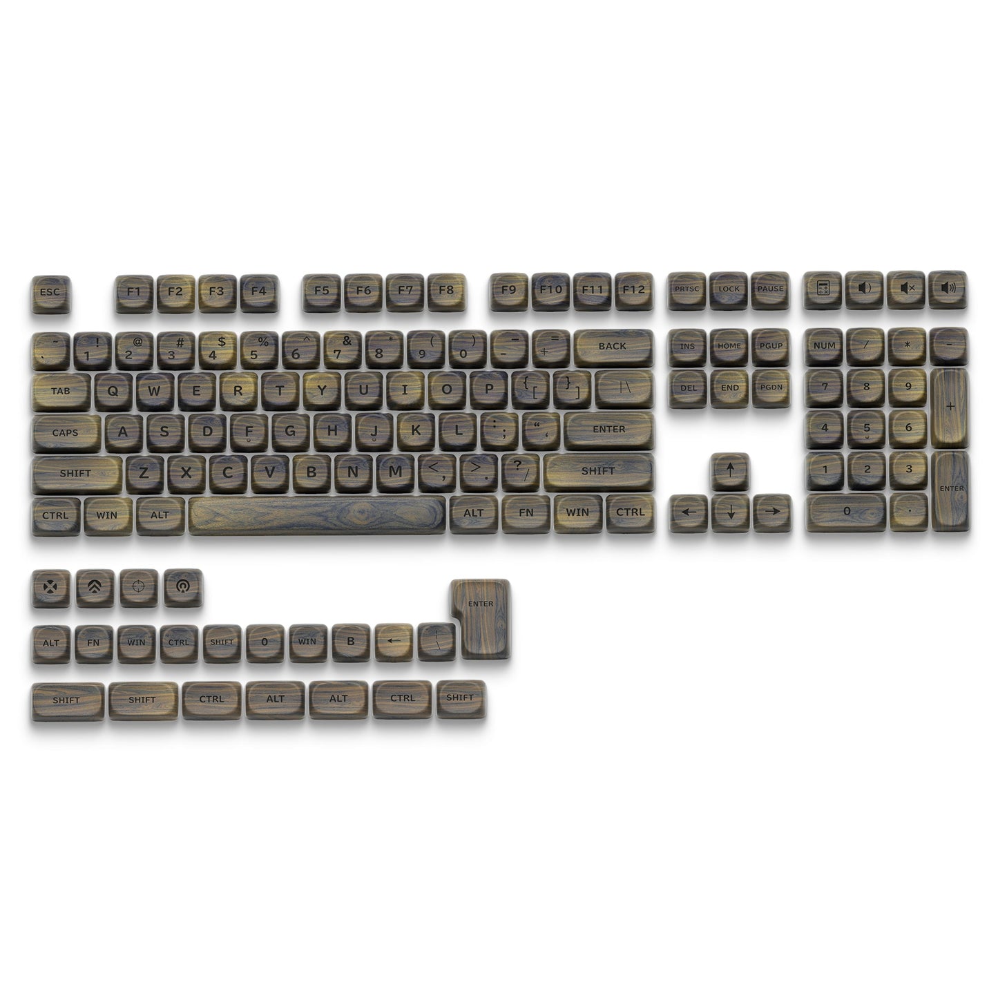 XVX Walnut Texture MOA  Profile Dye-Sublimation PBT 130-Key Keycap Set